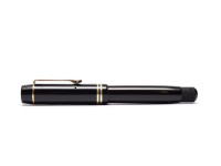 1937-1939 MONTBLANC 332 Amber Green & Black Celluloid Piston Filler F to 3B Super Flexible 14C Gold Nib Compact Fountain Pen From an Amazing 80 Years Lost Attic Find