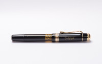 Amazing Lost Brand of Germany 1930s Deutsche Füllhalter Werke München (Anglo-Amer) NATIONAL Juwel No. 517 Fountain Pen Celluloid w/ Helix Spirals Ink Window & 14K Super Flex F Nib from the "Attic Find"