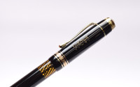 Amazing Lost Brand of Germany 1930s Deutsche Füllhalter Werke München (Anglo-Amer) NATIONAL Juwel No. 517 Fountain Pen Celluloid w/ Helix Spirals Ink Window & 14K Super Flex F Nib from the "Attic Find"