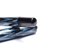 1930s Reform ORIGINAL LUXUS Fountain Pen Chevron "Tiger Eye" Sapphire Blue Celluloid w/ 14K Super Flex F Fine Nib from the "Attic Find"