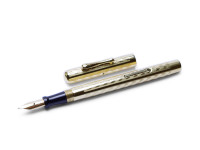 Vintage CONKLIN Toledo Chased Chevron Gold Filled Lever Flex Nib Fountain Pen