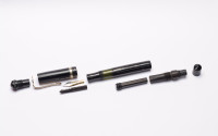 Stunning Original 1930s Obsidian Black Glass Like Celluloid KAWECO ELITE No. 187 F Super Flexible EF to 3B 14K Two Tone Nib Piston Fountain Pen from the "Attic Find"