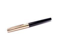Vintage 1960s PELIKAN 30 (M30) Rolled Gold & Black Resin 14K 585 EF Extra Fine Flex Nib Piston Fountain Pen 