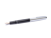 1960s MONTBLANC Monte Rosa Fully Flexible 14K Nib EF to BBB Precious Black Resin & Steel Cap Fountain Pen