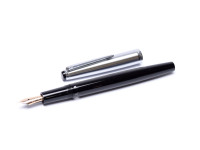 1960s MONTBLANC Monte Rosa Fully Flexible 14K Nib EF to BBB Precious Black Resin & Steel Cap Fountain Pen