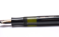 Stunning Original 1930s Obsidian Black Glass Like Celluloid KAWECO ELITE No. 187 F Super Flexible EF to 3B 14K Two Tone Nib Piston Fountain Pen from the "Attic Find"