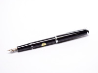 Stunning NOS 1960s Montblanc Monte Rosa Germany Flexible 14K EF Gold Nib Precious Black Resin Fountain Pen