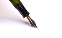 Stunning Original 1930s Obsidian Black Glass Like Celluloid KAWECO ELITE No. 187 F Super Flexible EF to 3B 14K Two Tone Nib Piston Fountain Pen from the "Attic Find"