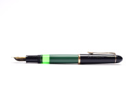 Vintage Mint 1955 Pelikan 120 Type I Black & Green M Medium Gold Plated Nib Piston Fountain Pen