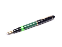 Vintage Mint 1955 Pelikan 120 Type I Black & Green M Medium Gold Plated Nib Piston Fountain Pen