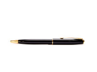 Vintage Parker Sonnet Black Lacquer & Gold Plated Trims Twist Mechanism Ballpoint Pen Made in France