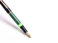 Vintage Mint 1955 Pelikan 120 Type I Black & Green M Medium Gold Plated Nib Piston Fountain Pen