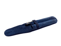 Vintage High Quality Thick Black/Dark Blue Genuine Leather Flip Pouch for 2 Fountain/Ballpoint Pens
