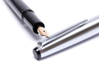 1960s MONTBLANC Monte Rosa Fully Flexible 14K Nib EF to BBB Precious Black Resin & Steel Cap Fountain Pen