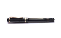 Stunning Original 1930s Obsidian Black Glass Like Celluloid KAWECO ELITE No. 187 F Super Flexible EF to 3B 14K Two Tone Nib Piston Fountain Pen from the "Attic Find"