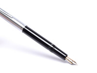 1960s MONTBLANC Monte Rosa Fully Flexible 14K Nib EF to BBB Precious Black Resin & Steel Cap Fountain Pen