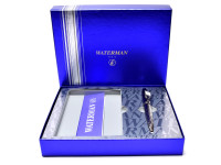S0909890 NOS Amazing Waterman Carene/CARÈNE ESSENTIAL SILVER ST Wave Ballpoint Pen In Box With Notepad Made in France