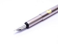 1980s MONTBLANC Noblesse Oblige Gold & Matte Steel Semi-Flex B Broad 14K White Gold Nib Cartridge\Converter Fountain Pen