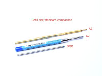 A2 G2 D D1 Ballpoint Ball Pen Refill 12757-2 Size Standard Comparison 