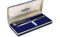 Vintage 1990s Flagship Aurora Magellano 925 Solid Sterling Silver Made in Italy Ballpoint Pen in Box with New Refill