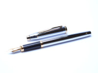 1990s CROSS Townsend Made in USA Steel Chrome & Gold Fountain Pen