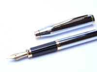 1990s CROSS Townsend Made in USA Steel Chrome & Gold Fountain Pen