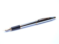 1990s CROSS Townsend Made in USA Steel Chrome & Gold Fountain Pen