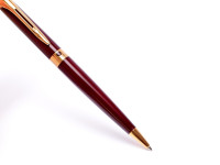 1990s Waterman L`Etalon Maroon Burgundy Red Lacquer & Gold Ballpoint Pen & Pencil Set - Paris France