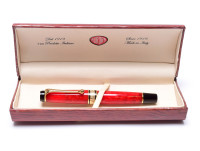 1994 Limited Edition Coral/Marble 1858/7500 Red Aurora Optima 75 Year Anniversary Edition 18K M Nib Fountain Pen