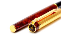 Made in West Germany DIPLOMAT Attache Gold & Brown Leather Lacquer Finish Cartridge Fountain Pen