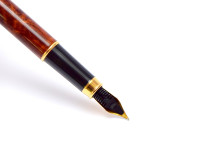 Made in West Germany DIPLOMAT Attache Gold & Brown Leather Lacquer Finish Cartridge Fountain Pen