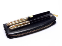 1960s NOS Pelikan M30 & R30 (30) Rolled Gold 14K EF Nib Fountain Pen & 1.18mm Mechanical Pencil Set in Leather Pouch