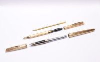 Stunning 1960 Waterman C/F (CF) Gold Plated "Plaque OR G" First Cartridge Filler 18K EF Gold Nib Fountain & Ballpoint Pen Set In Box with Original Converter