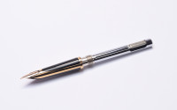Stunning 1960 Waterman C/F (CF) Gold Plated "Plaque OR G" First Cartridge Filler 18K EF Gold Nib Fountain & Ballpoint Pen Set In Box with Original Converter