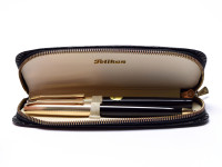 1960s Rare New NOS Pelikan M30 & R30 (30) Rolled Gold 14K D DEF "Dokumentieren" Nib Fountain Pen & 1.18mm Mechanical Pencil Set in Leather Pouch