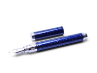 Clipless Lady DIPLOMAT Alpaca Silver & Blue Lapis Marble Lacquer Compact Fountain Pen