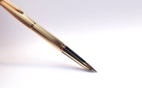 Stunning 1960 Waterman C/F (CF) Gold Plated "Plaque OR G" First Cartridge Filler 18K EF Gold Nib Fountain & Ballpoint Pen Set In Box with Original Converter