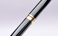 Gentleman's Pen Waterman "Ideal Black" Exception GT Black Lacquer & Gold Square Body Fountain Pen w/ 18K M Nib In Box
