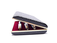 NOS 1970s MONTBLANC No. 320 360 380 Black Resin 14K EF Fountain Pen Lever Ballpoint & 1.17mm Mechanical Pencil Set in Box