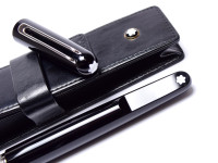 Stunning 2015 Montblanc M Collection Ultra Black MN Marc Newson Design Shiny Precious Black Resin Magnetic Cap Ballpoint Pen in Siena-Meisterstuck Leather Pouch