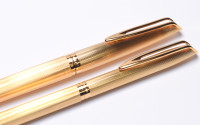 Stunning 1960 Waterman C/F (CF) Gold Plated "Plaque OR G" First Cartridge Filler 18K EF Gold Nib Fountain & Ballpoint Pen Set In Box with Original Converter