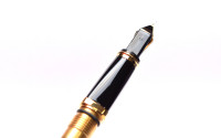 Gentleman's Pen Waterman "Ideal Black" Exception GT Black Lacquer & Gold Square Body Fountain Pen w/ 18K M Nib In Box