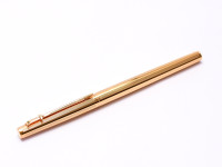 1970s Original First Series Caran d'Ache MADISON All Gold Plated 14K Flex Nib Fountain Ballpoint Pen & Mechanical Pencil Set In Box