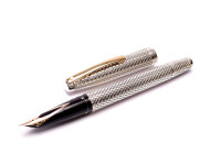 Rare Stunning 1960s Sheaffer Imperial Triumph Touchdown PFM Solid 925 Sterling Silver Fountain Pen 14K EF Flex Gold Nib