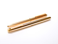 Stunning 1960s BOLASCRIP Germany Walzgold (Rolled Gold) 14K B Broad Nib Fountain & Ballpoint Pen Set in Leather Pouch
