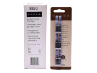 New Authentic Genuine CROSS 8920 6 Pack BLUE Noir Proprietary Fountain Pen Ink Cartridges Refills 073228089201