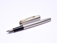 Rare 1994 Parker Sonnet Cascade Silver Plated Made for Audi F Fine Nib Fountain Pen Made in France