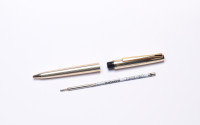 Stunning Rare Mint 1960s Pelikan M60 / 60 Type II Rolled Gold Fountain Pen 18K HEF Nib & Ballpoint Pen Set in Red Leather Pouch