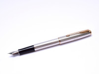 Rare 1994 Parker Sonnet Cascade Silver Plated Made for Audi F Fine Nib Fountain Pen Made in France