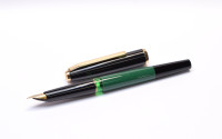 Rare NOS 1970s Pelikan M480 Export Model (MK Successor) Green & Black F Nib Fountain Pen In Box w/ Papers